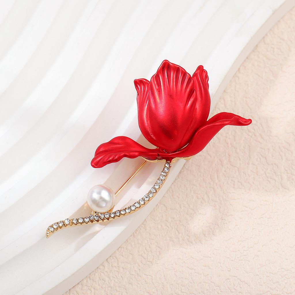 Red Tulip Brooch Premium Coat Corsage Accessories Anti-Light Drip Pin