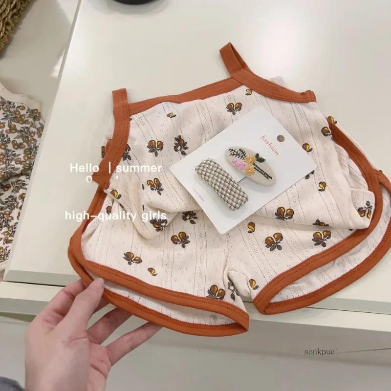 2Pcs New Baby Girl Clothes Set Children Summer Kids Set Cute Cartoon Vest Shorts Tops Suit 2025