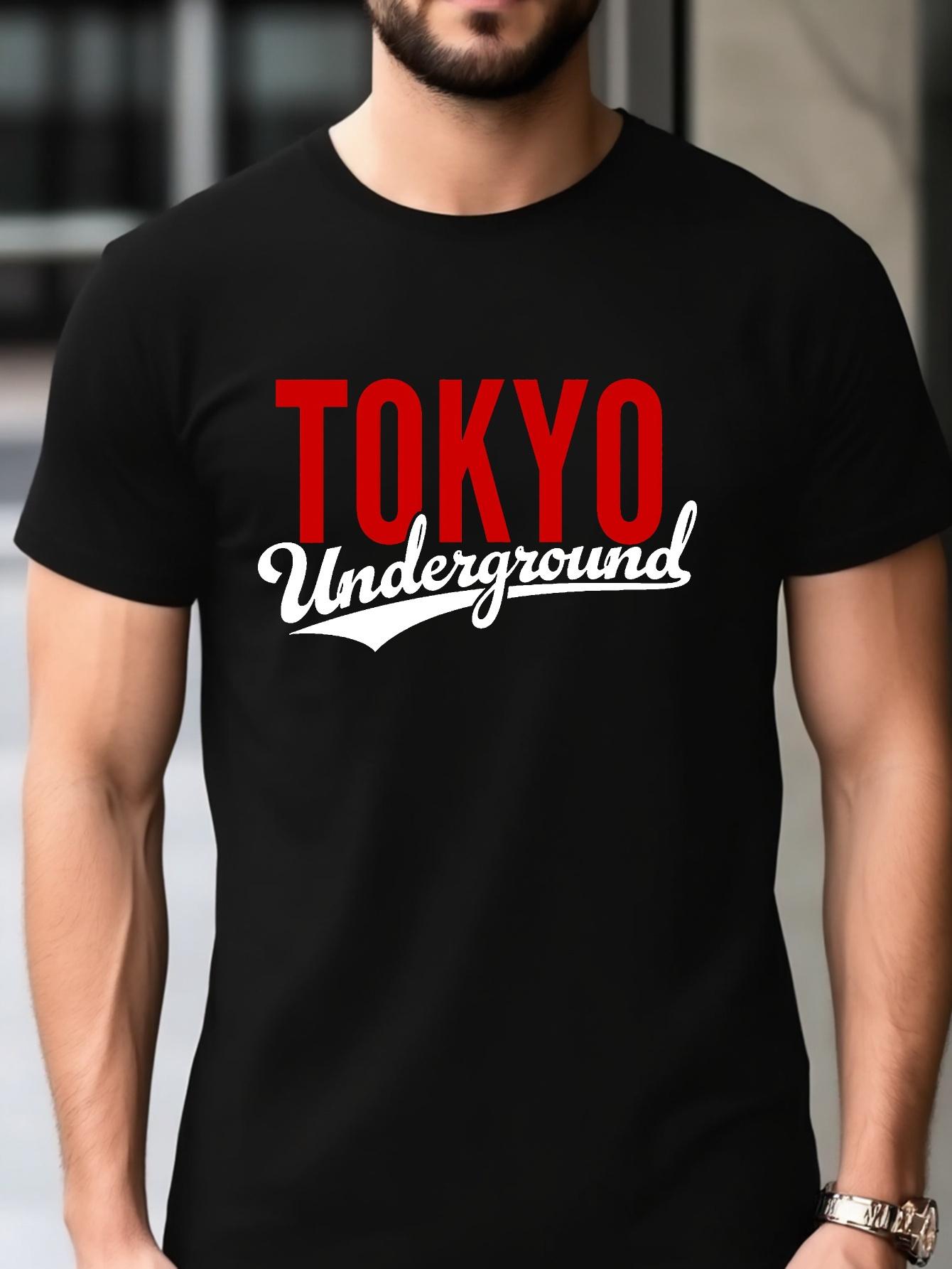 Cotton Blend T-shirt with Tokyo Underground Graphic Print - Micro-Stretch Knit Fabric XXXXL