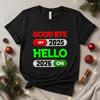 Goodbye 2025 Hello 2026 Shirt Funny New Year Switch Graphic Tee Shirt ON OFF Button Design T Shirt 2026 Party Celebration Top