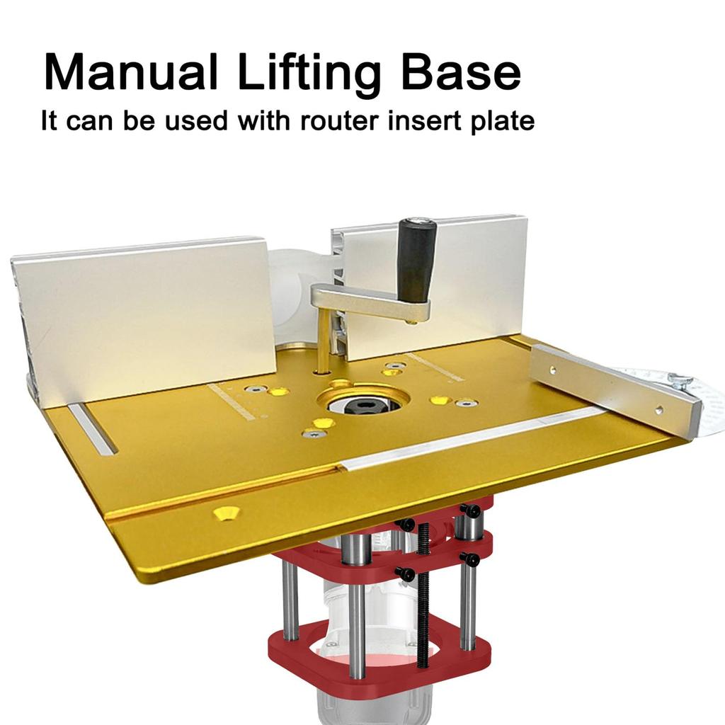 Aluminum Alloy Router Table Lifting System Base, 64-66mm Diameter Motor with Crank Handle, Suitable for Making Router Worktables