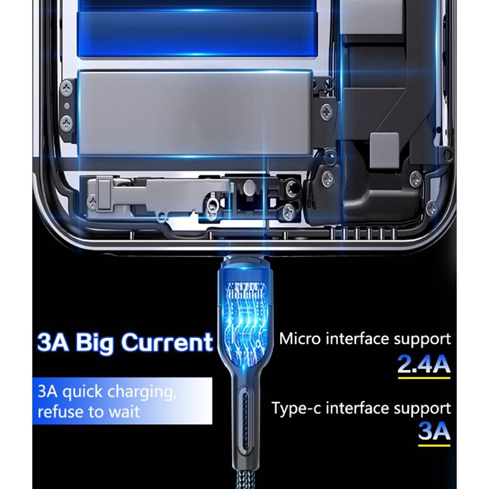 Non-slip Data Cable Type-c Fast Charging Cable Extension Charger Data Cord Compatible For Android Ios Huawei