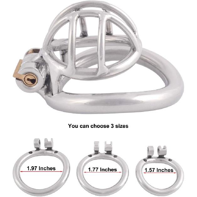 Stainless Steel Small Male Chastity Device Ergonomic Design Cock Cage S245 (1.77 inch / 45mm)