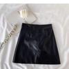 Autumn/Winter 2023 Women's PU Leather A-Line Skirt - High Waist, Slim Fit, Knee-Length, Casual Korean Style