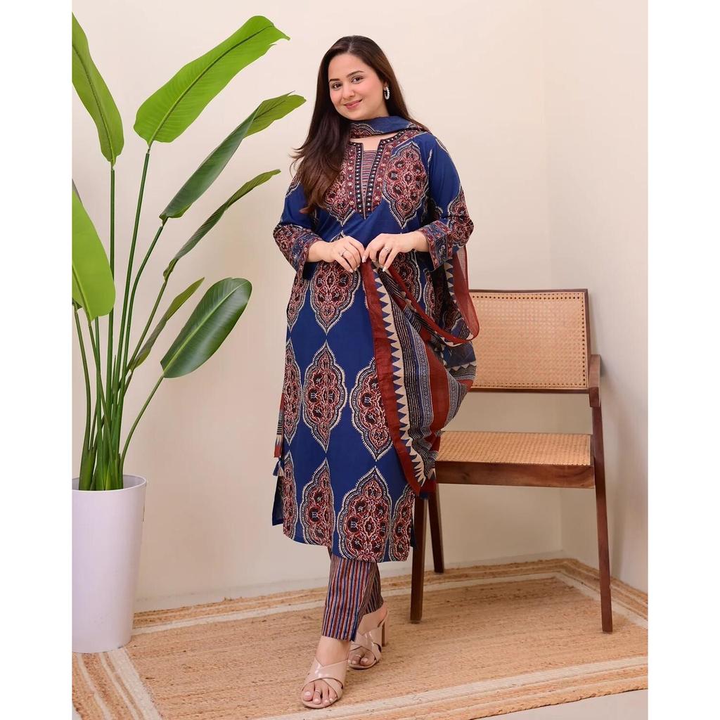 Indian Designer Salwar Suit Kurta Pant Dupatta Set Women Bollywood Tunic Kurti VFP-1847a