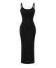 GRANDIOSITY Symbol Embroidered Ribbed Sleeveless Long Dress (Black)
