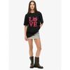 Oversized T Shirt Black Love Cat Face Print Casual Wear For Women