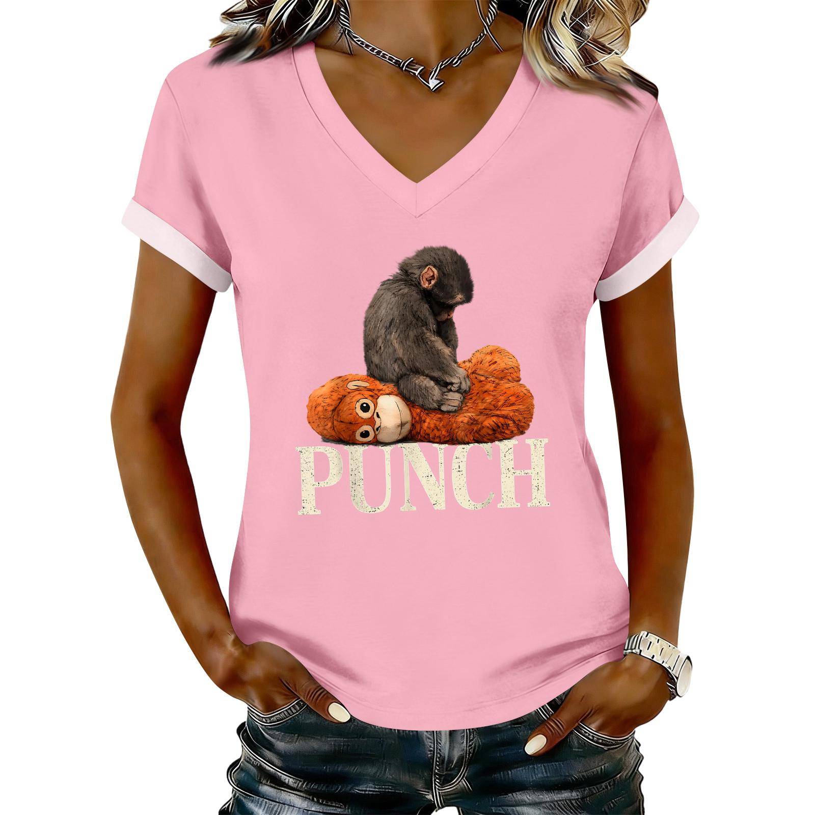 

Women s Casual Printed T-Shirt V Neck Pullover Short Sleeve Top XL рожевий