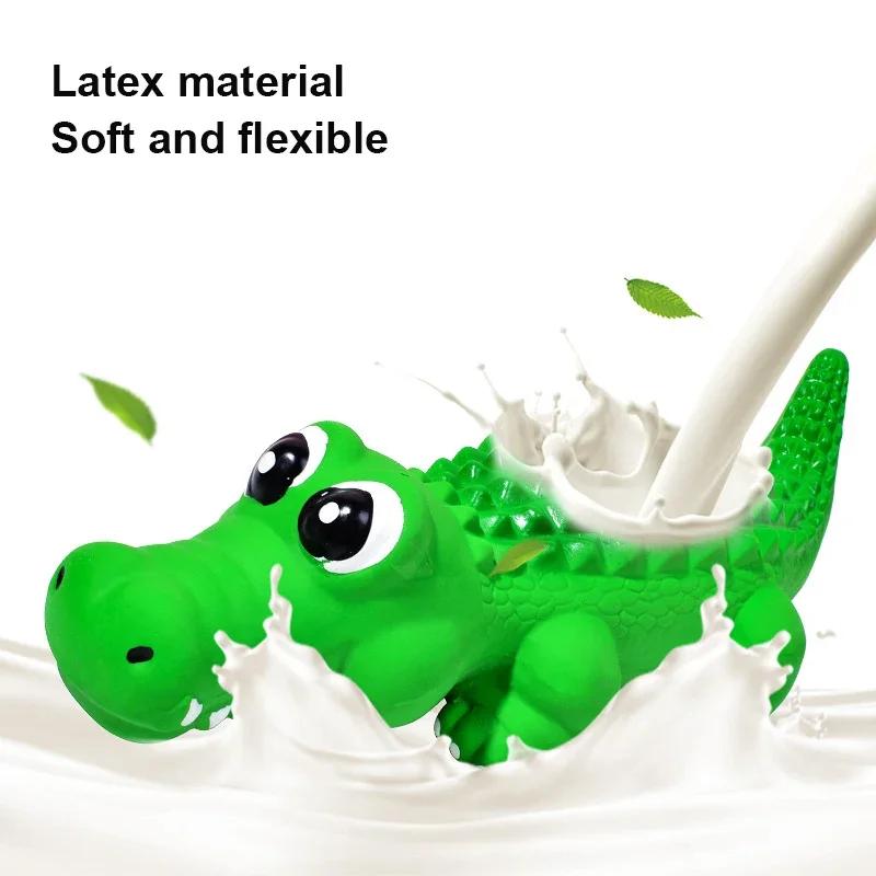Latex Crocodile Dog Chew Toy Durable Bite Resistant Teeth Cleaning Interactive Play Safe for Small Medium Pets Squeaky Rubber To