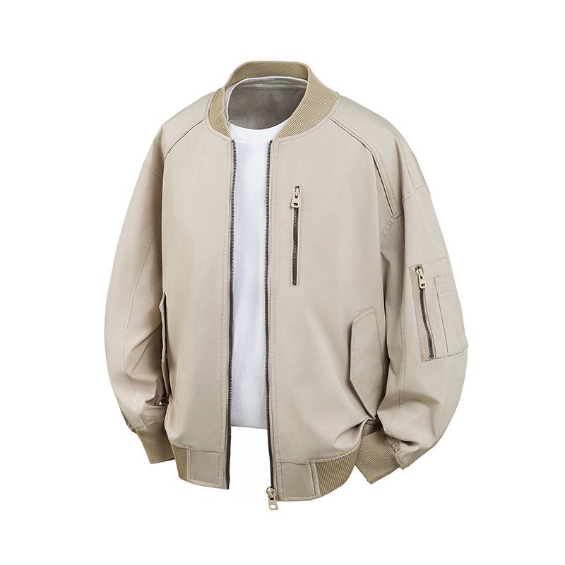 Unisex Retro Bomber Jacket with Solid Colors & Print Designs - Perfect for Spring & Autumn Casual Wear