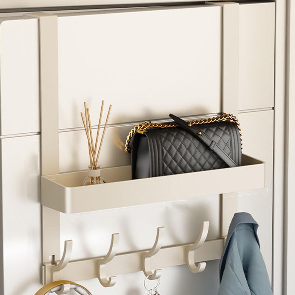 

Double-layer Door Behind Coat Hook Strong Load-bearing Clothes Hanging Holder Bathroom White 5 Hooks