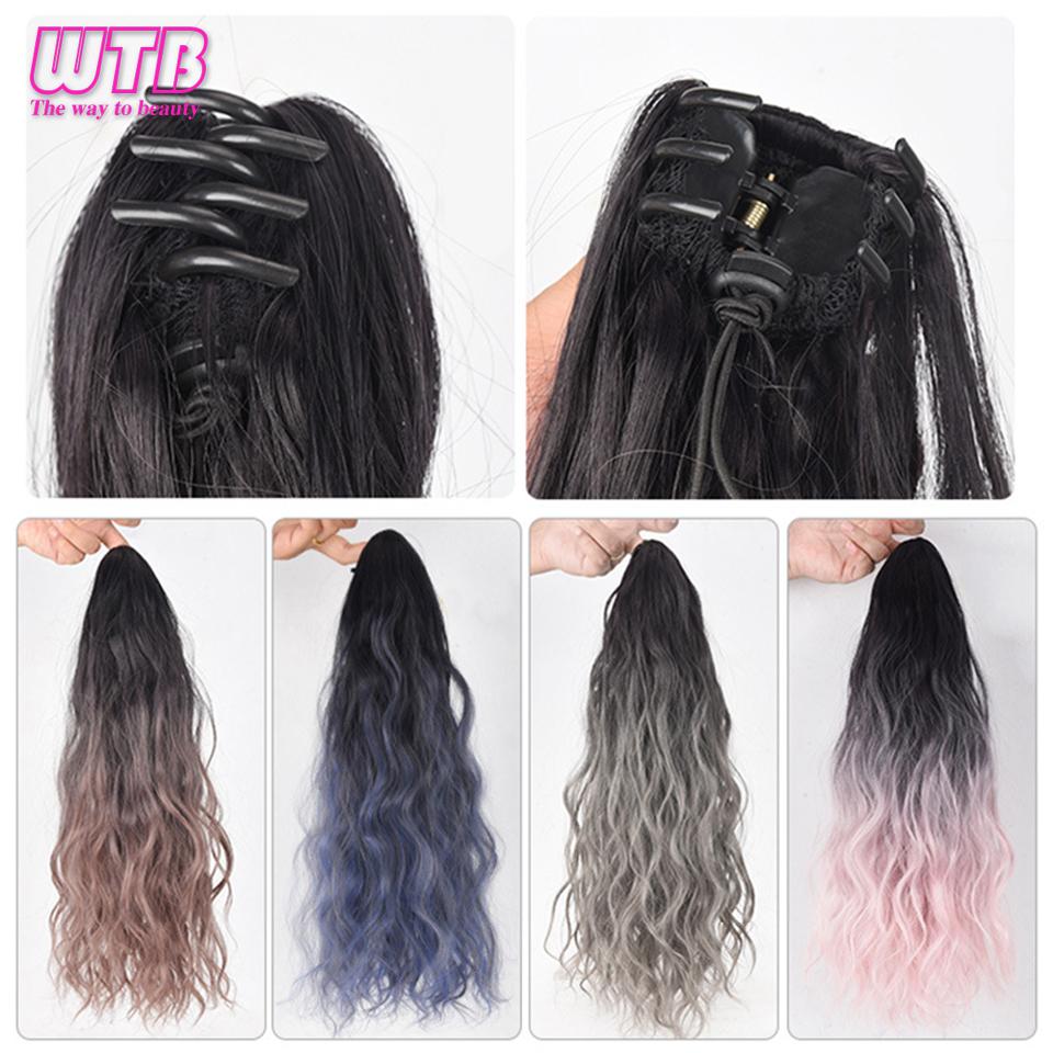 WTB Synthetic Long Curly Hair Gradient Wig Ponytail Female High Ponytail Small Grab Clip Braid Fluffy Curly Hair Fake Ponytail