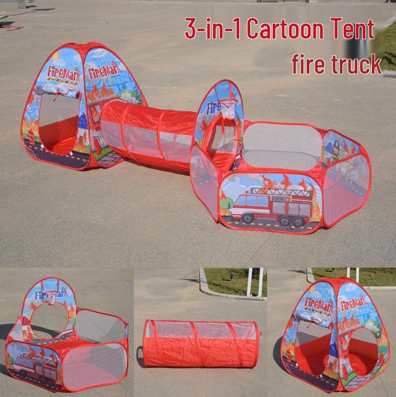 Underwater World Ocean Cartoon 3-Piece Kids Tent Set: Tunnel, Ball Pit, Playhouse