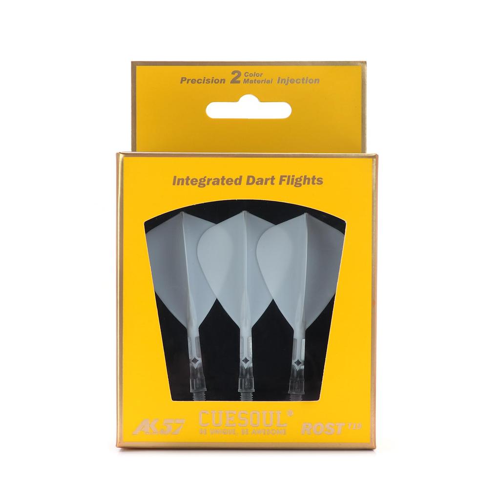 CUESOUL ROSTAK57 T19 Series Mixed Shaft Integrated Kite Shape Set of 3 Two-Tone Dual-Material Flights, Series, (White) CS-AK57FZ8S