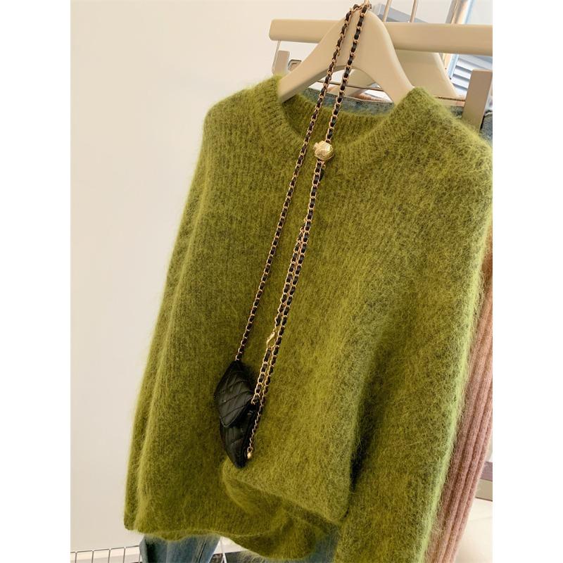 Закройте глаза и окунитесь в ленивый свободный мягкий восковой свитер для новых зимних моделей для женщин с тонким вязаным верхом XL 4590₽