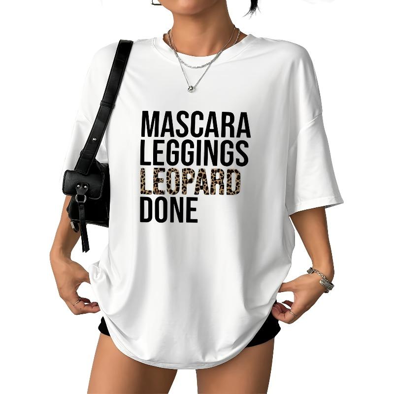 Женская футболка с коротким рукавом и леопардовым принтом, европейский размер - Круглый вырез, Непрозрачная ткань | Повседневная блузка для любого сезона, Нарядные/Повседневные образы S белый