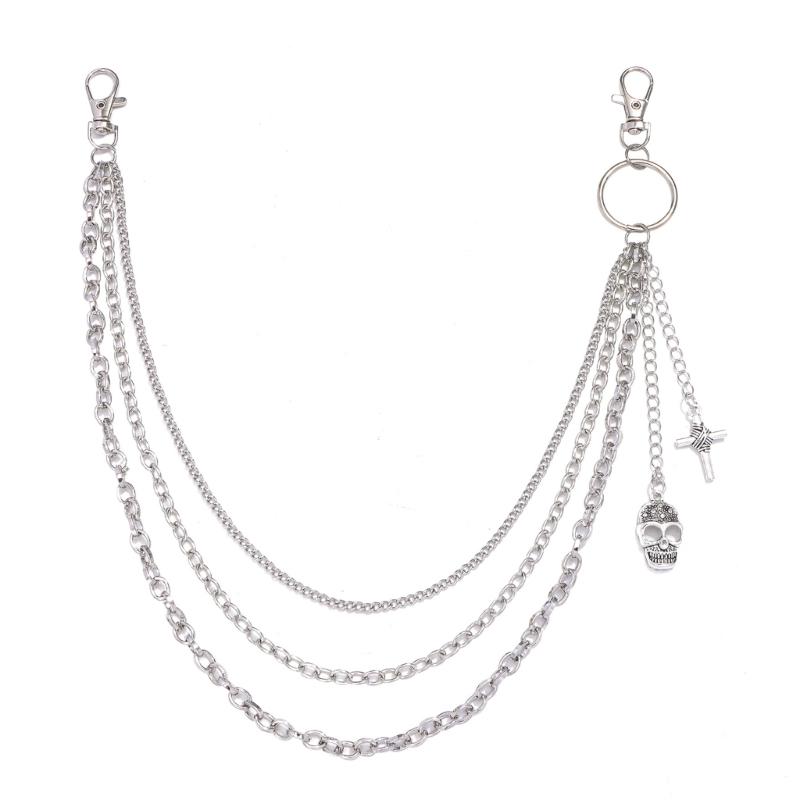 

Multilayer Skull Pendant Pants Chain for Adult Trousers Chain Waist Decorative Chain Waist Wallet Chain Decors 1