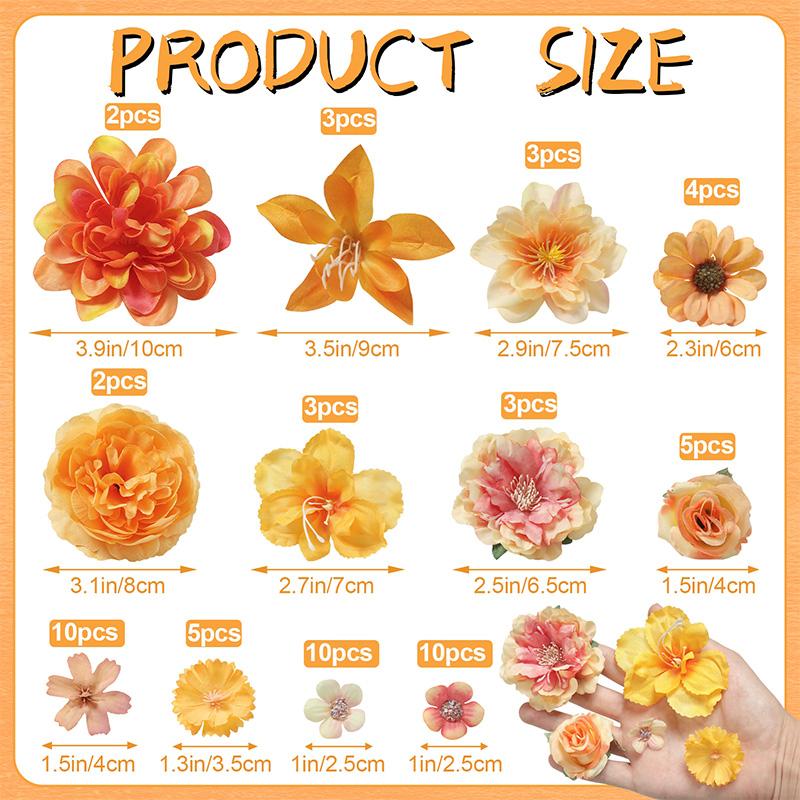 Orange Artificial Rose Flowers Silk Fake Flowers for Home Decor Wedding Decoration Halloween Thanksgiving DIY Wreath Accessories