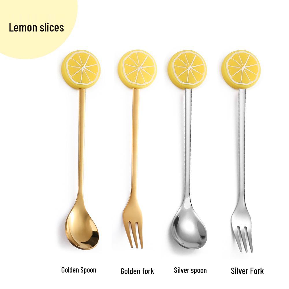 Cartoon Rabbit Christmas Dessert Spoon and Fork Set - Cute Party Favor Stirring Spoon