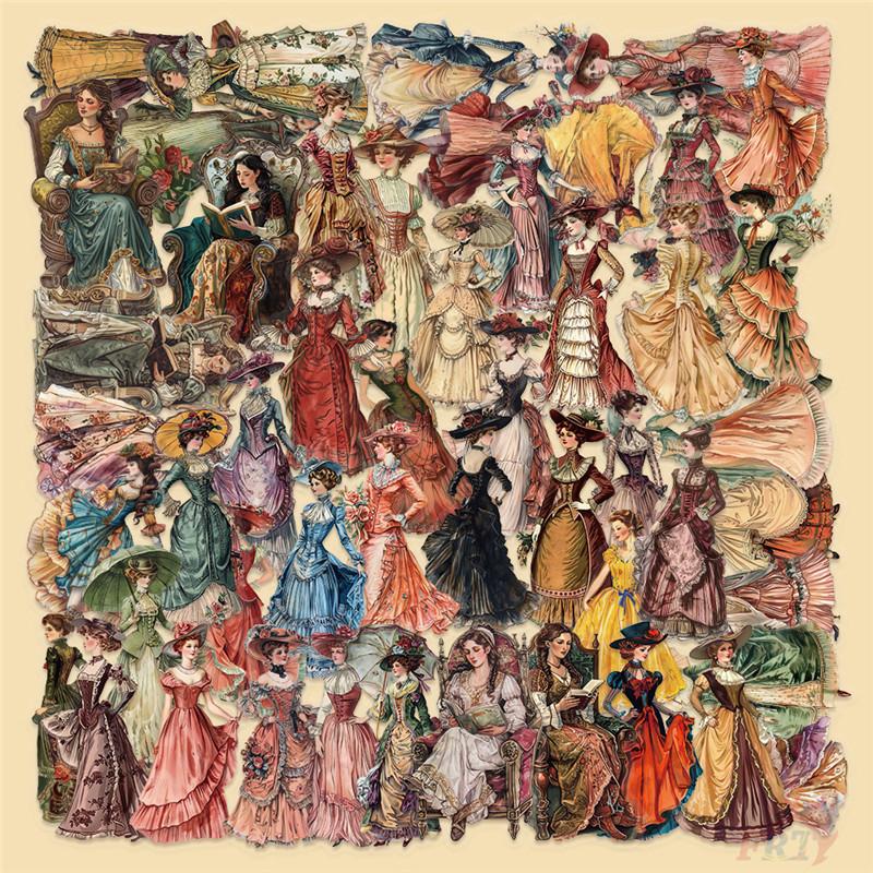 50Pcs/Set Retro Victorian Lady Series 01 PET Stickers Waterproof DIY Fashion Doodle Decals Stickers