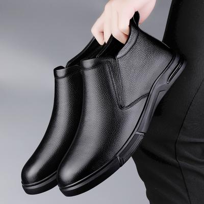 Fashion High Quality Genuine Leather Men Ankle Boots Luxury Brand Man Chelsea Boots Casual Male Slip On Shoe Soft Winter Warm Snow Botas