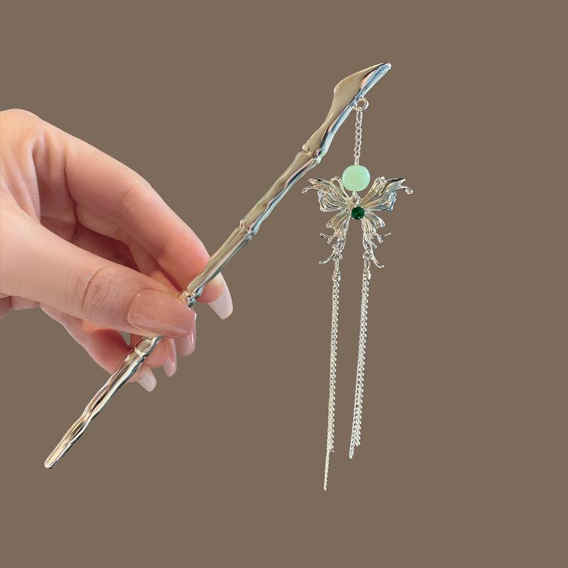 Four Seasons Chinese Tassel Hairpin: Ancient Style Hanfu with Fresh Pearl and Jiangnan Classical Cheongsam Hair Accessory