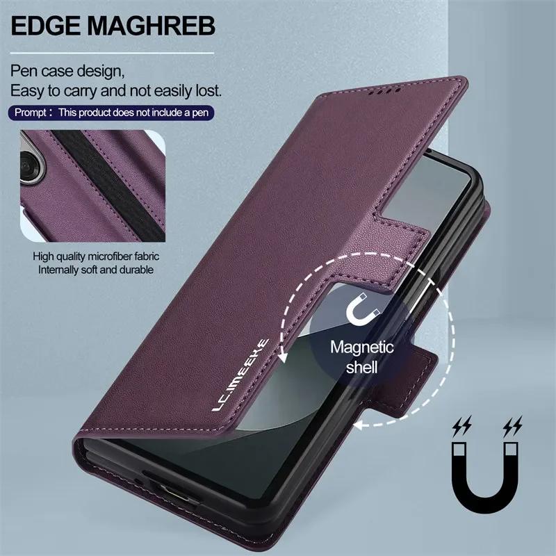 Magnetische Flip Leder Handyhülle für Samsung Galaxy Z Fold 7 6 5 4 3 5G Fold6 Fold5 Fold4 Brieftasche Kartenfach Hülle Etui Coque