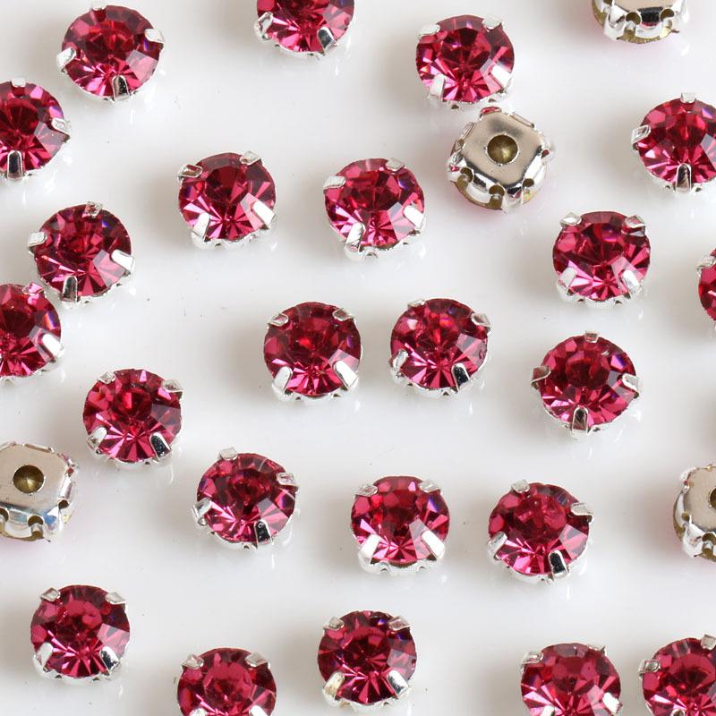 1440pcs Glass Flatback Round Rhinestones with Nickel-Free Metal Base Eco-Friendly Sew-On Stones for Shoes Garments Bags & Hats