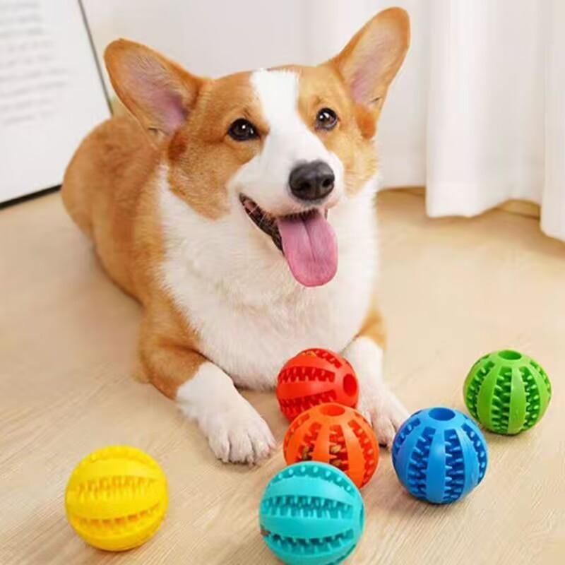 Dog Toy Ball Dog Food-Leaking Toy Rubber Chew Toys Treat-Dispensing Ball Tooth Cleaning Toy Dog Molar Toy Pet Interactive Toy