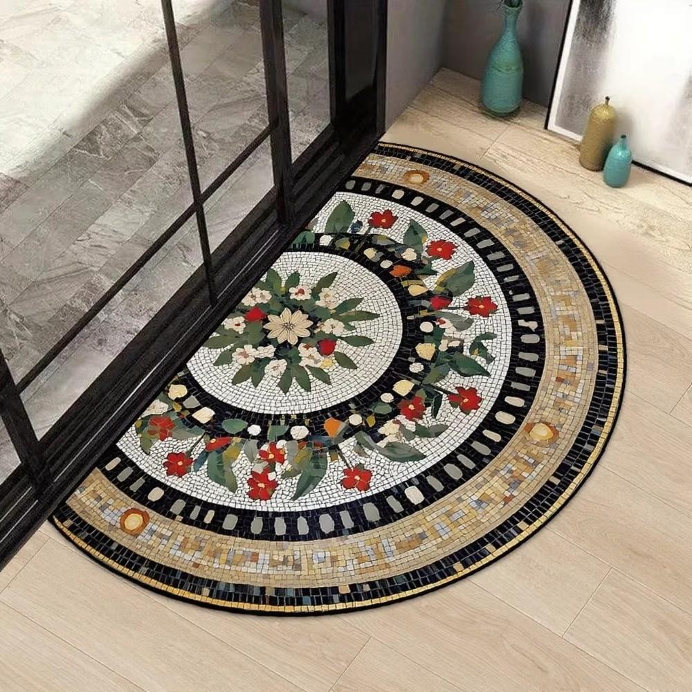 Semi-Circular Doormat Silicone Backing Floor Mat New Welcome Mat  Porch Accessories