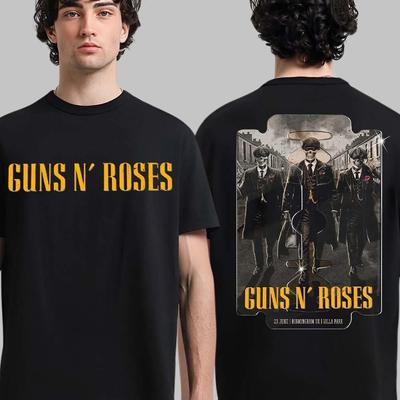 Guns N Roses Birmingham UK 2025 Tour, Am 23. Juni 2025 Doppelseitiges T-Shirt.