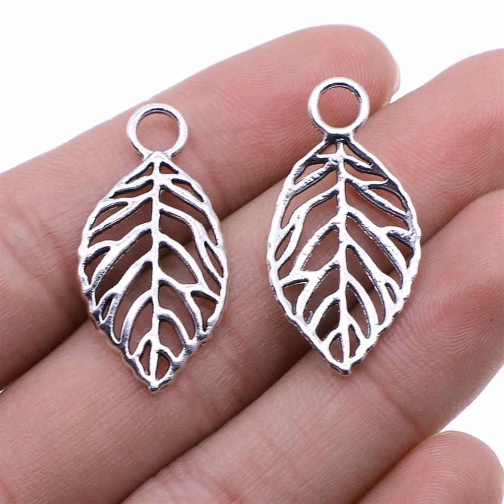 10pcs Tree Leaf Charms Pendant Antique Bronze Silver Color Pendants DIY Crafts Making Findings Handmade Tibetan Jewelry