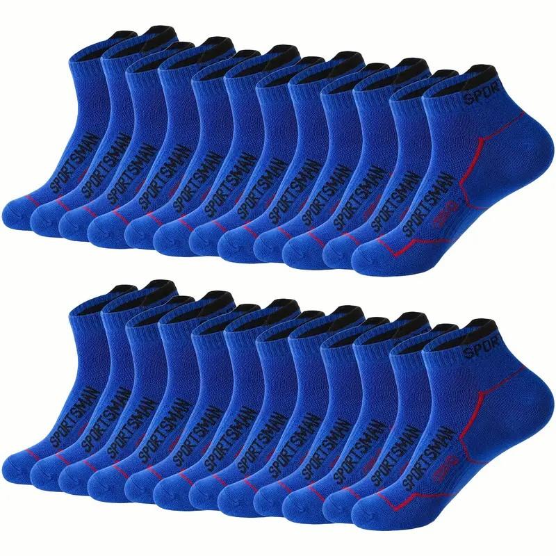 12 Pairs Men Knitted Anti Odor Sports Socks Fashionable Letter Sweat Absorbing Mesh Breathable Couple Running Casual Socks