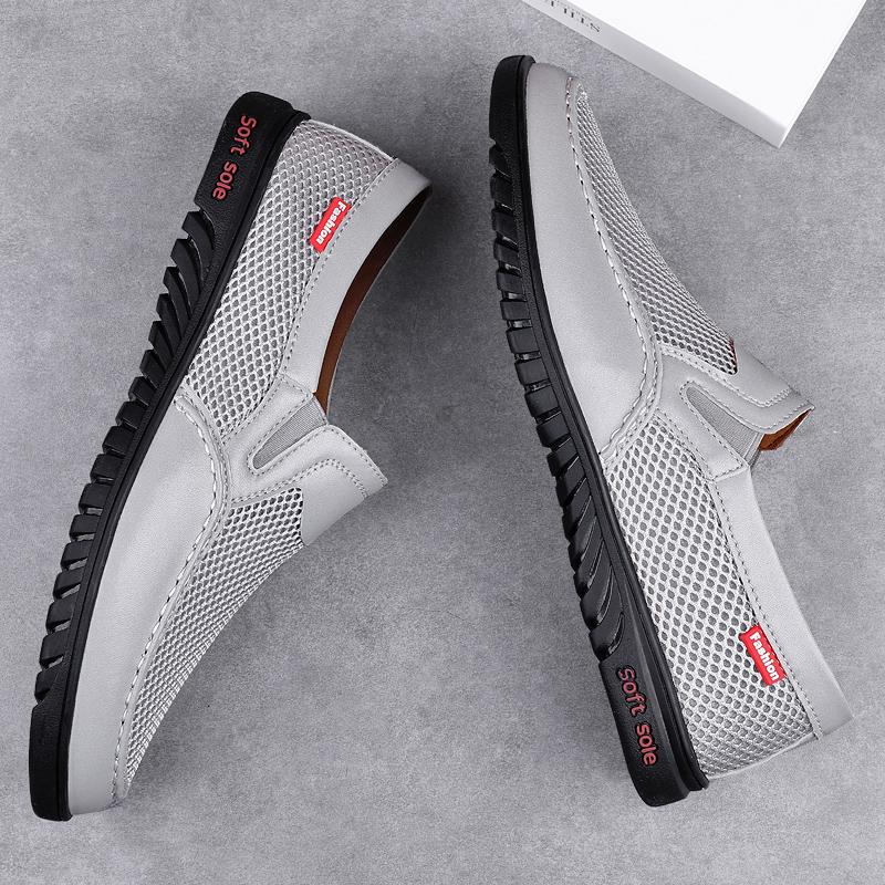 Casual Men Shoes Breathable Hollow Out Men Loafers Shoes Genuine Leather Summer Loafers Man Soft Moccasins Luxury Brand Sandals