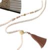 National Style Meat Lotus Root Pink Beaded Fringed Necklace New Chinese High-end Long Messenger Chain Sweater Chain with Accessories