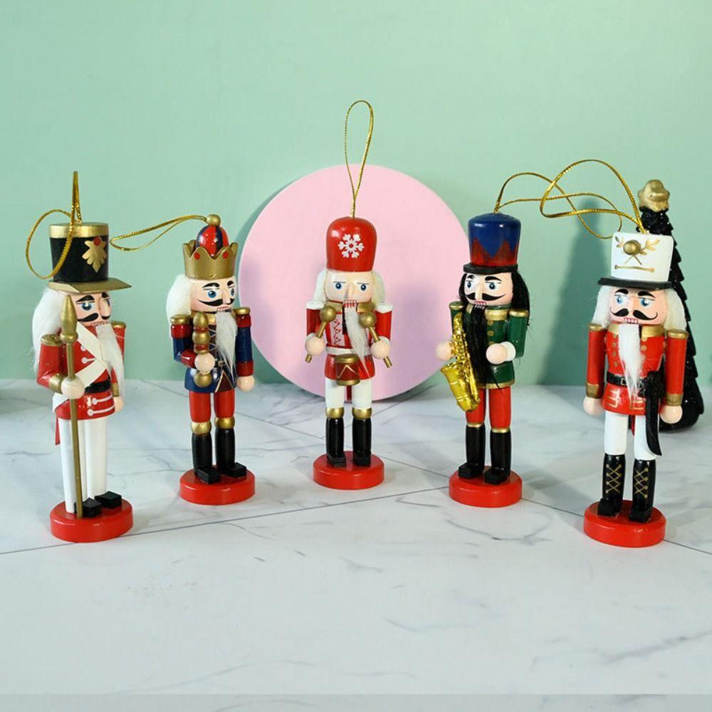 3/4/5Pcs Figurines Soldier Puppet Pendant Colorful Nutcracker Doll Nutcracker Puppet  Children Toys