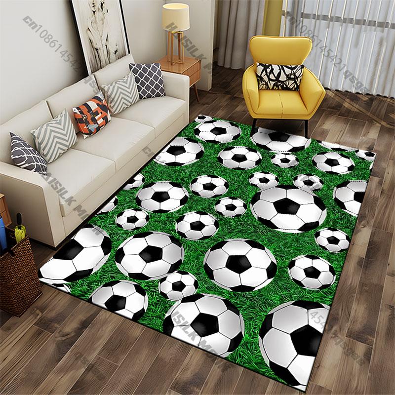 Soccer balls on green grass carpet Yoga living room room decor children's crawling mat doormat area rug games mat