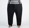 Plus Size Men's Straight-Leg High-Waisted Denim Trousers with High Elasticity