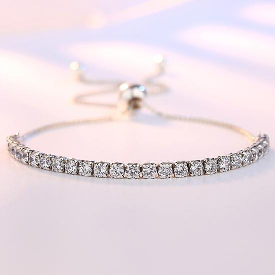 Women Bracelet Cubic Zirconia Detailing Adjustable Length Allergy-Free Bracelet Party Casual Wedding Jewelry Accessories