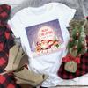 Women's Crew Neck Short Sleeve Graphic Print Christmas T-Shirts Loose Fit Casual Tees