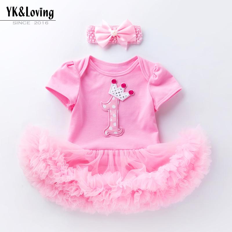 Summer Princess Short-Sleeved Dress for Baby Girls, Infant Birthday Outfit, 0-2 Years