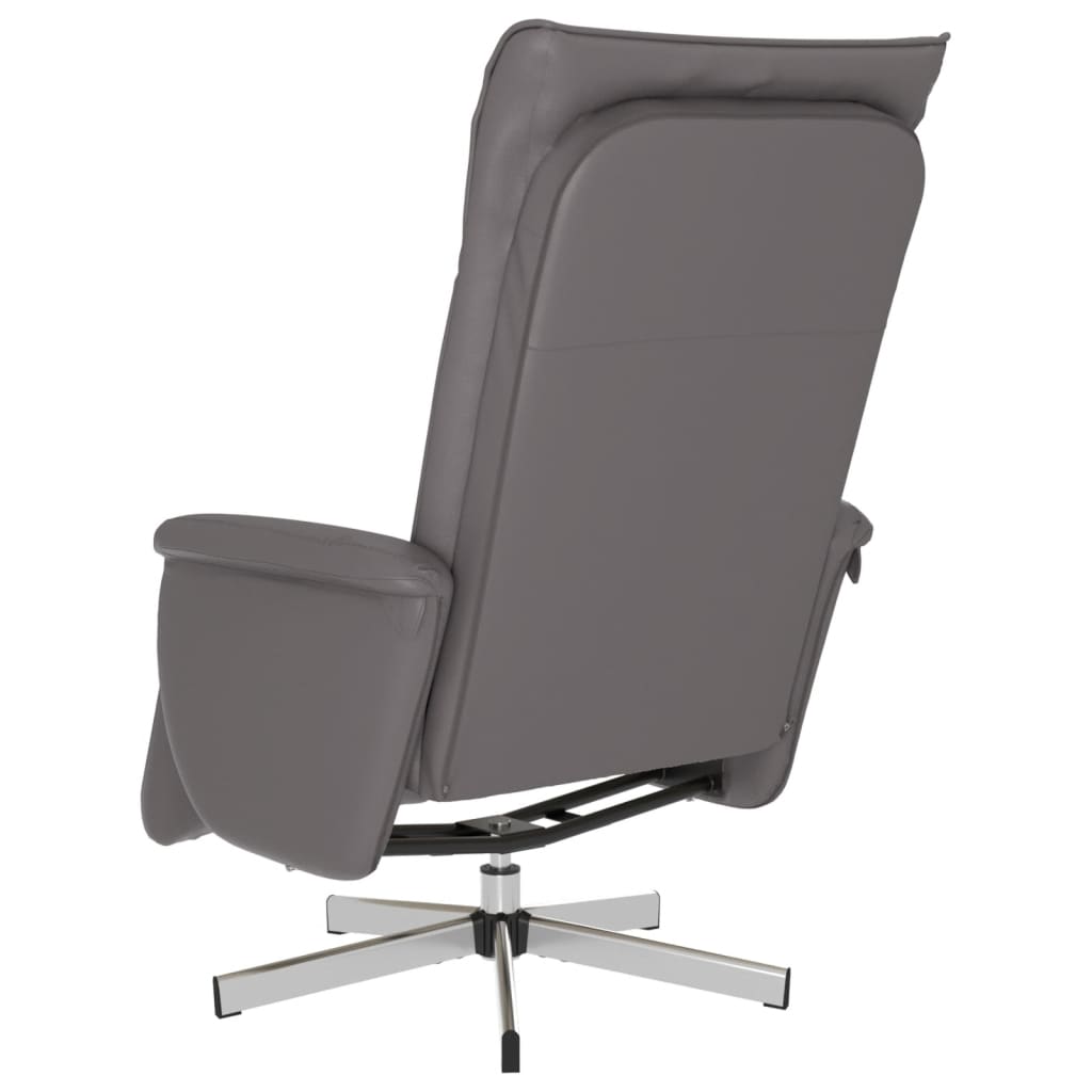 Recliner Chair with Footrest Grey Faux Leather