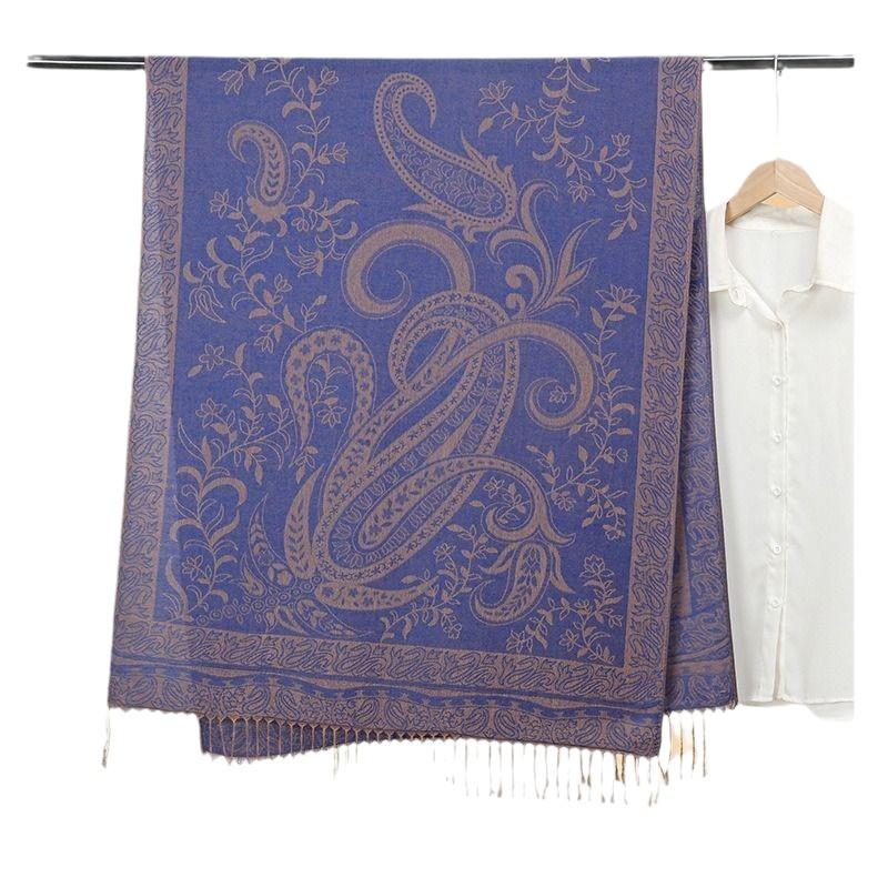 Autumn And Winter Imitation Cashmere Shawl Women'S Ethnic Style Warm Scarf Jacquard Tassel Women'S Shawl