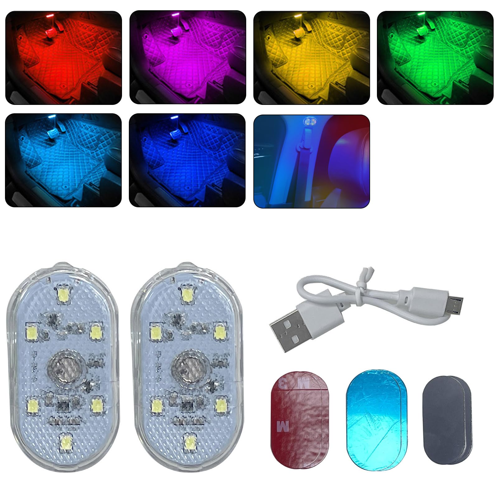 KASELIN Car Interior Lighting LED Reading Light 7 Color Switching