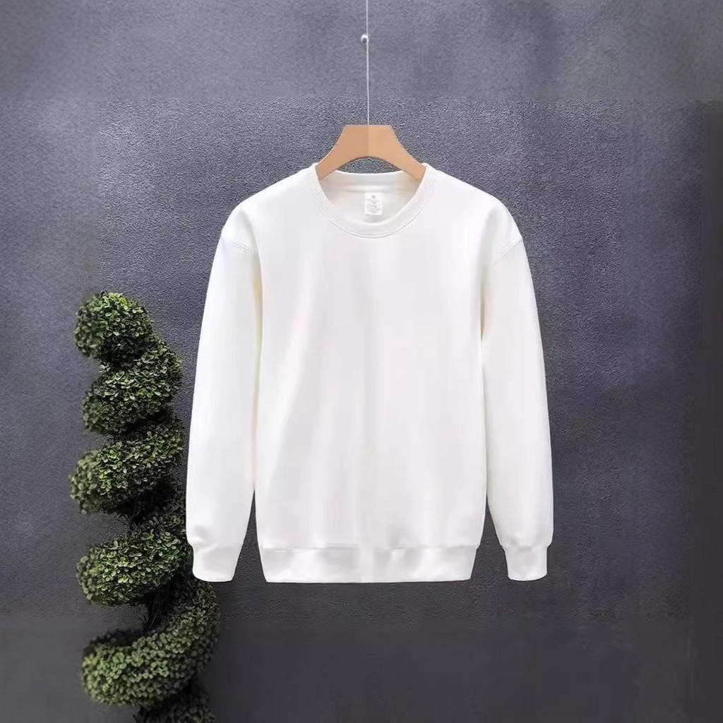 Men's 2025 Korean Style Loose Round Neck Solid Color Long Sleeve Hoodie