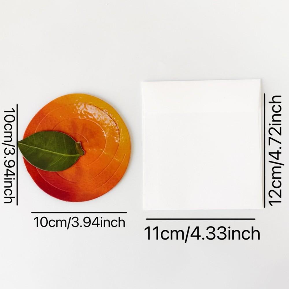 6pcs Orange Simulated Fruit Greeting Cards Peach Paper Peel Fruit Cards Best Wish Persimmon Holiday Blessings Cards