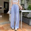 Women's High Waist Wide Leg Pants Straight Leg Trousers Minimalist Summer Gingham Dot Print Drawstring Dopamine Casual Bottoms