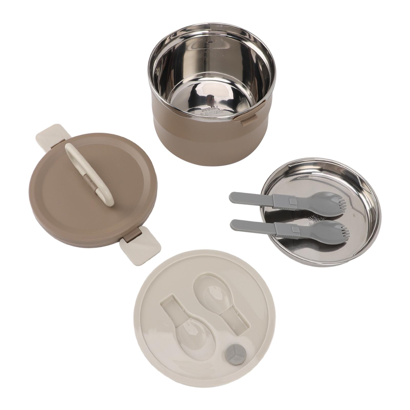 

Изолированный контейнер для еды 304 нержавеющая сталь PP штабелируемый портативный круглый ланч-бокс бенто с ложками для школы офиса L