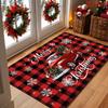 1pc Vintage Truck Doormat Suitable for Front Door, Hand-Painted Watercolor Rustic Red Plaid Snowflake & Merry Christmas, Machine Washable Suitable for