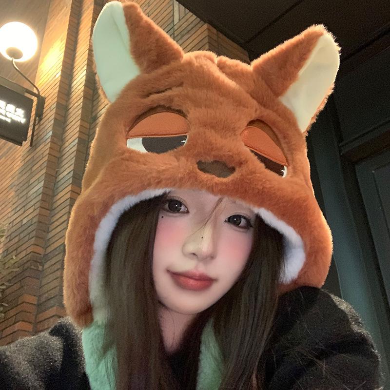 Сумасшедший Город Животных Ник Лис Кролик Плюшевая Шапка Зимняя Теплая Милая Шарф для Пары Девушки Интегрированный One size fits all